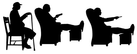 Vector silhouette of a woman who is watching TV.のイラスト素材