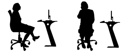 Vector silhouettes women on a white background.のイラスト素材