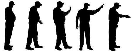 Vector silhouette of old people on a white background. のイラスト素材