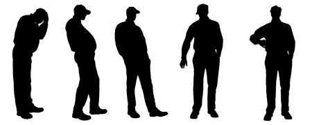 Vector silhouette of old people on a white background. のイラスト素材