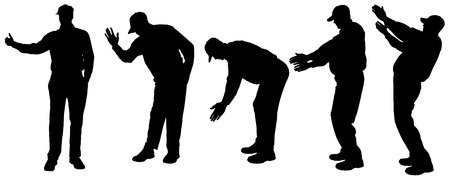 Vector silhouette of old people on a white background. のイラスト素材