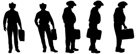 Vector silhouette of a fat man on a white background.のイラスト素材