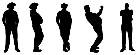 Vector silhouette of a fat man on a white background.のイラスト素材