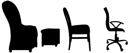 Vector silhouettes of chairs on a white background.のイラスト素材