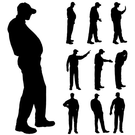 Vector silhouette of old people on a white background. のイラスト素材
