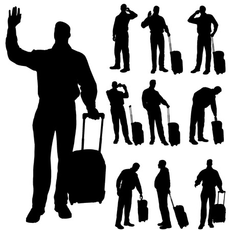 Vector silhouette of a fat man on a white background.のイラスト素材