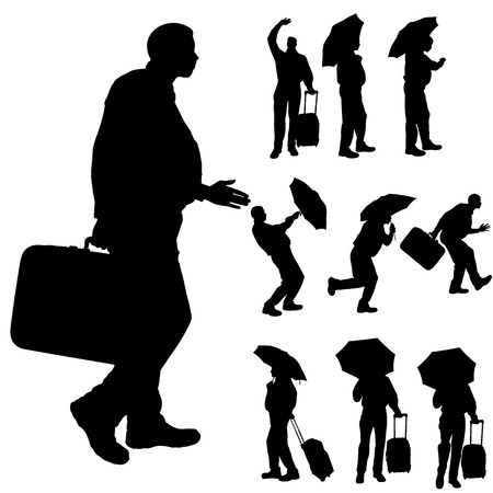 Vector silhouette of a fat man on a white background.のイラスト素材