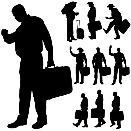 Vector silhouette of a fat man on a white background.のイラスト素材