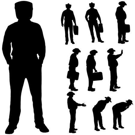 Vector silhouette of a fat man on a white background.のイラスト素材