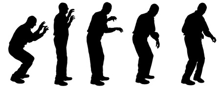 Vector silhouette of old people on a white background. のイラスト素材