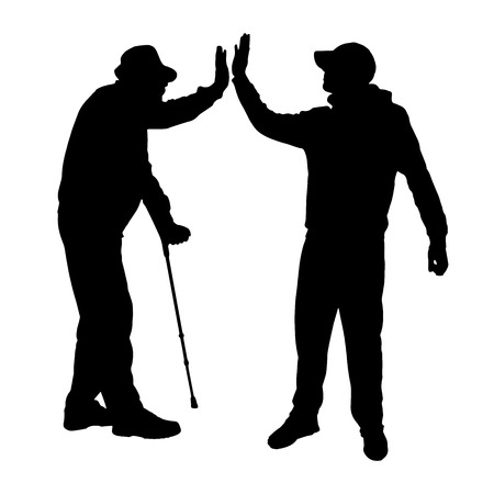 Vector silhouettes of people on a white background.のイラスト素材
