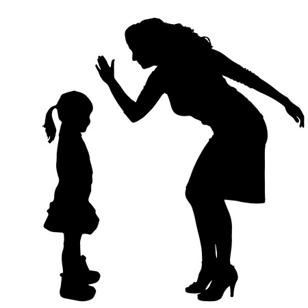 Vector silhouette of family on a white background.のイラスト素材