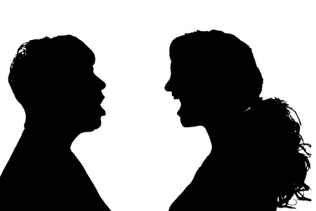 Vector silhouettes woman in profile on white background.のイラスト素材