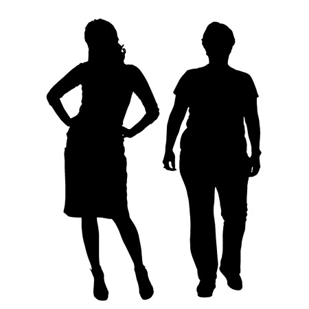 Vector silhouette of women on a white background.のイラスト素材