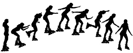 Vector silhouette of a woman on roller skates. on roller skates.のイラスト素材