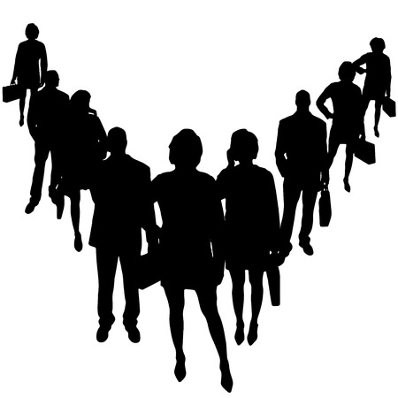 Vector silhouettes of business people on a white background.のイラスト素材