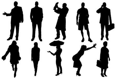 Vector silhouettes of business people on a white background.のイラスト素材