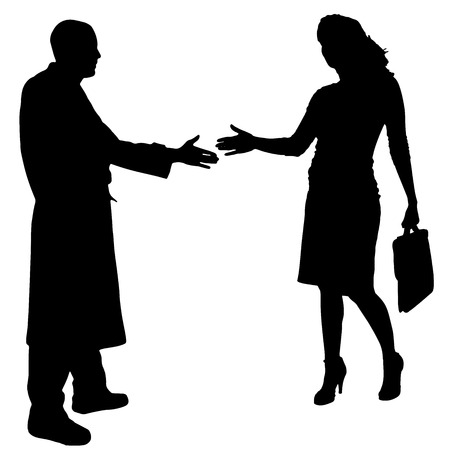 Vector silhouettes of business people on a white background.のイラスト素材