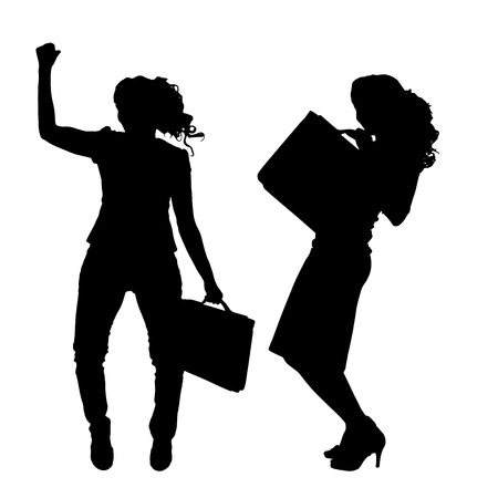 Vector silhouettes of businesswoman on a white background.のイラスト素材