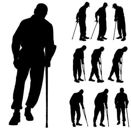 Vector silhouette of old people on a white background. のイラスト素材