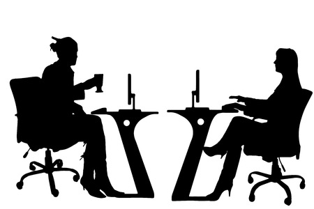 Vector silhouettes women on a white background.のイラスト素材