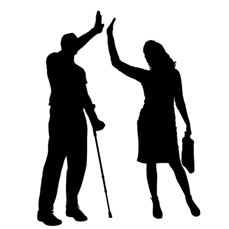 Vector silhouettes of people on a white background.のイラスト素材