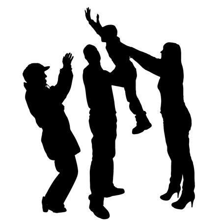 Vector silhouette of family on a white background. のイラスト素材