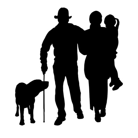 Vector silhouette of family on a white background. のイラスト素材
