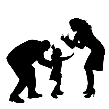 Vector silhouette of people who dance on a white background. のイラスト素材