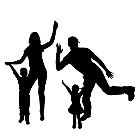 Vector silhouette of people who dance on a white background. のイラスト素材