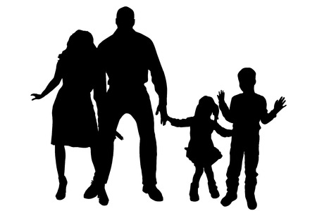 Vector silhouette of people who dance on a white background. のイラスト素材