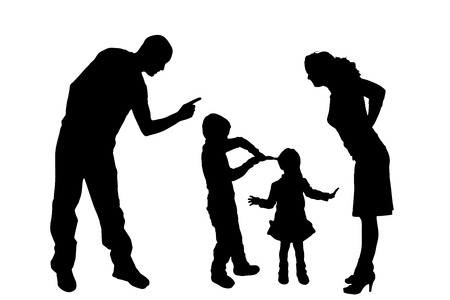 Vector silhouette of family on a white background.のイラスト素材