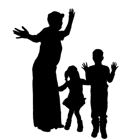Vector silhouette of people who dance on a white background. のイラスト素材