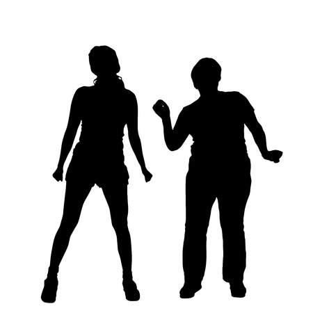 Vector silhouette of women on a white background.のイラスト素材
