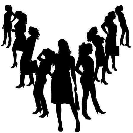 Vector silhouettes of businesswoman on a white background.のイラスト素材