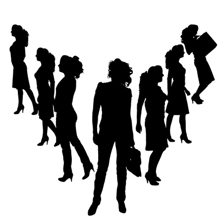 Vector silhouettes of businesswoman on a white background.のイラスト素材