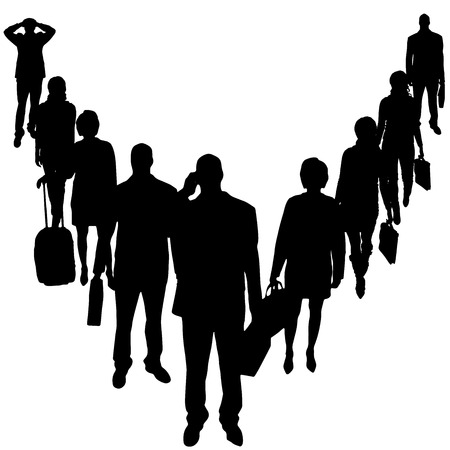 Vector silhouettes of business people on a white background.のイラスト素材