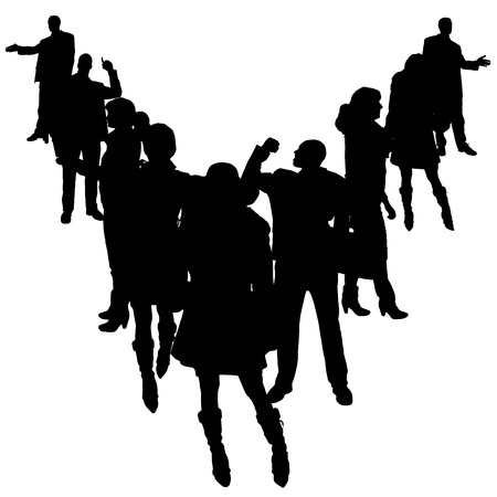 Vector silhouettes of business people on a white background.のイラスト素材