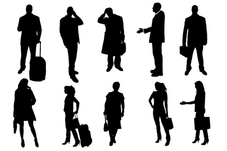 Vector silhouettes of business people on a white background.のイラスト素材