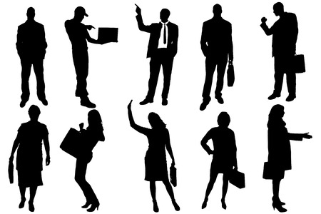 Vector silhouettes of business people on a white background.のイラスト素材
