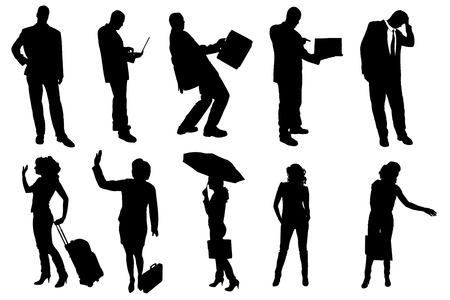 Vector silhouettes of business people on a white background.のイラスト素材
