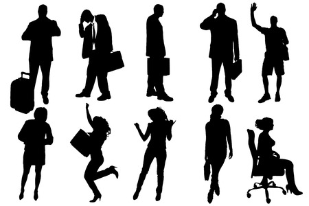 Vector silhouettes of business people on a white background.のイラスト素材