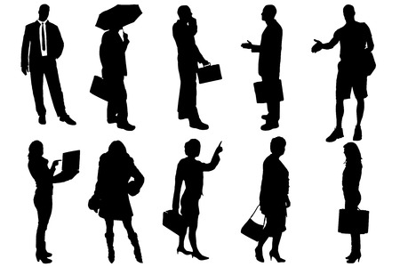 Vector silhouettes of business people on a white background.のイラスト素材