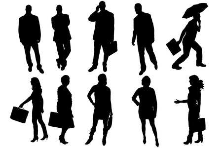 Vector silhouettes of business people on a white background.のイラスト素材