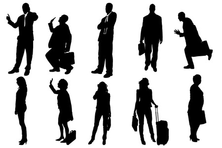 Vector silhouettes of business people on a white background.のイラスト素材