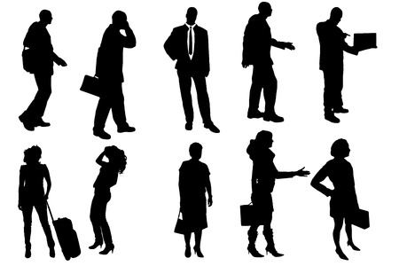 Vector silhouettes of business people on a white background.のイラスト素材