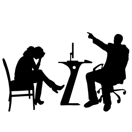 Vector silhouettes of people in office on white background.のイラスト素材