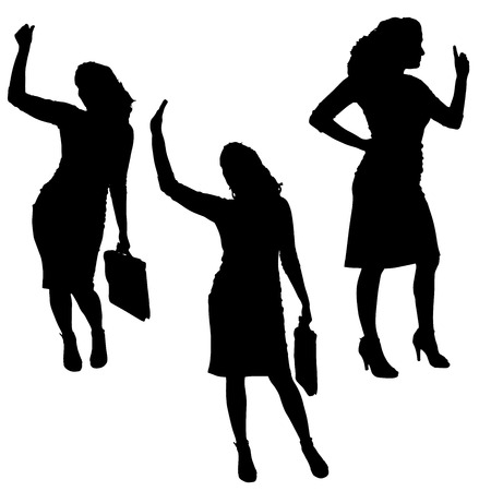 Vector silhouettes of businesswoman on a white background.のイラスト素材