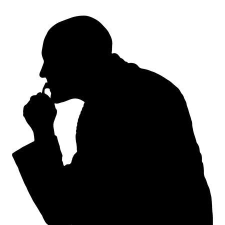 Vector silhouettes man in profile on white background.のイラスト素材