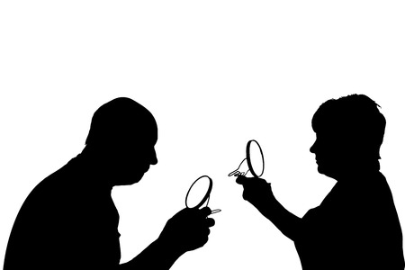 Vector silhouette of people in different situations.のイラスト素材